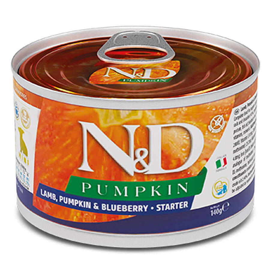 ND Starter Mini Pumpkin Balkabaklı Kuzu ve Yaban Mersini Yavru Köpek Konservesi